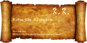 Kohajda Klaudia névjegykártya